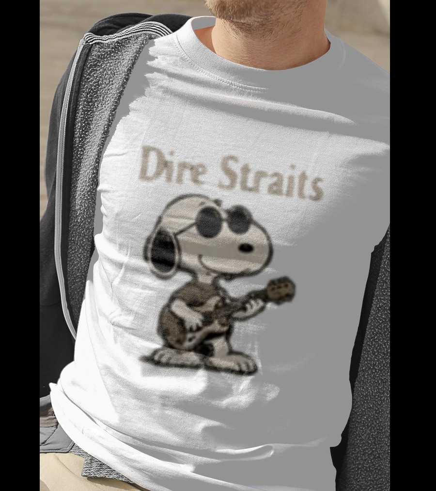 Snoopy Dire Straits Follow The Rhythm Trust The Road Enjoy The Ride Vintage Character Playing Guitar T-Shirt