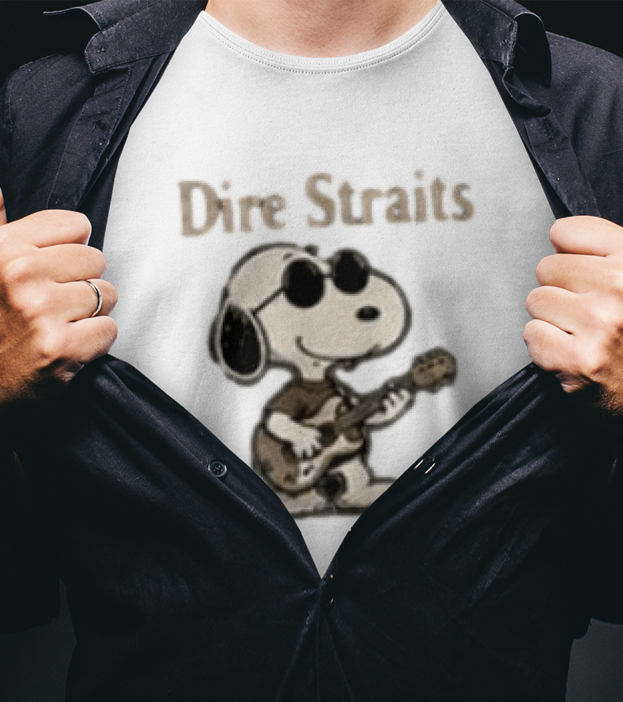 Snoopy Dire Straits Follow The Rhythm Trust The Road Enjoy The Ride Vintage Character Playing Guitar T-Shirt