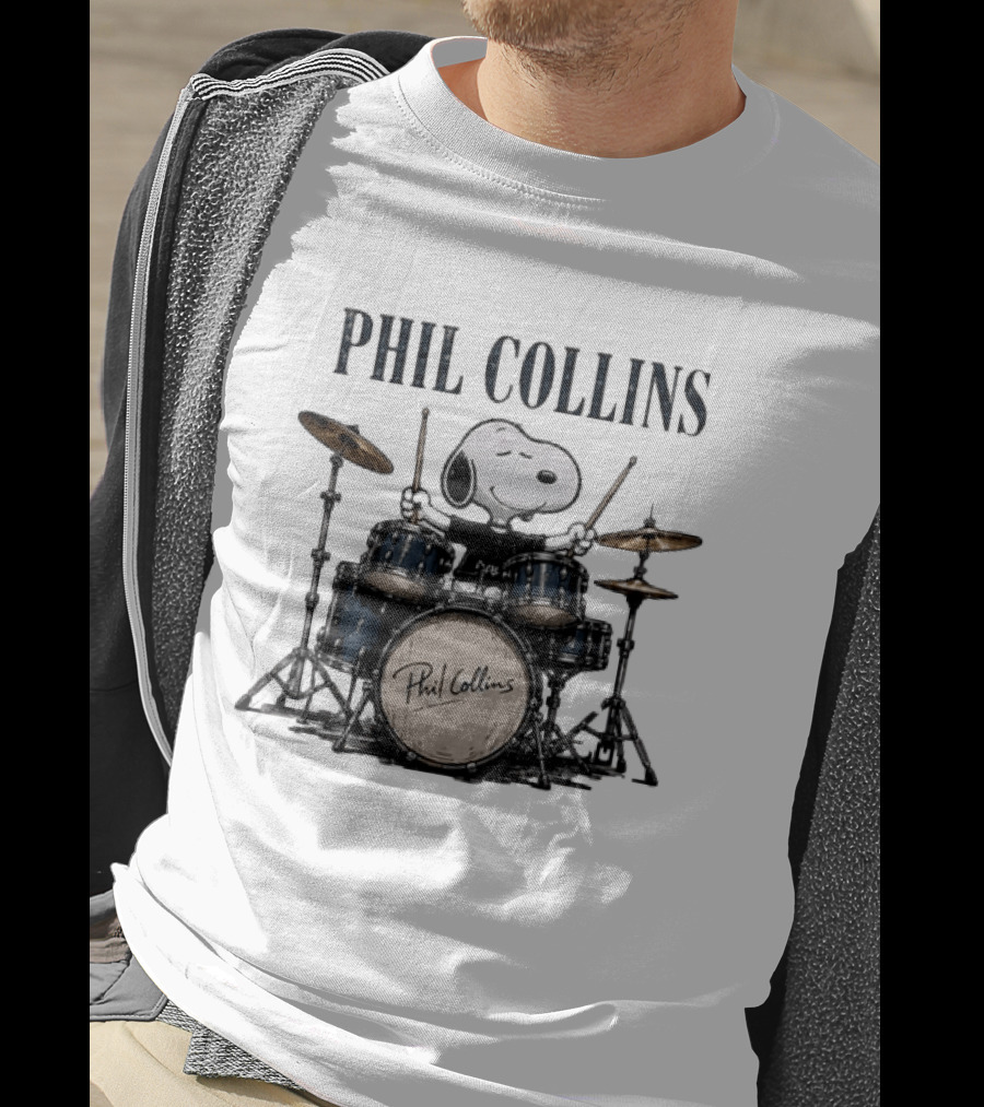 Snoopy Playing Drums Phil Collins Feel The Rhythm Trust The Heart Let It Flow T-Shirt