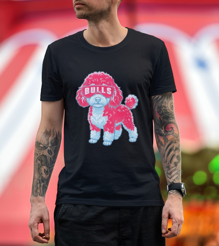 Chicago Bulls Poodle Cartoon Glasses T-Shirt