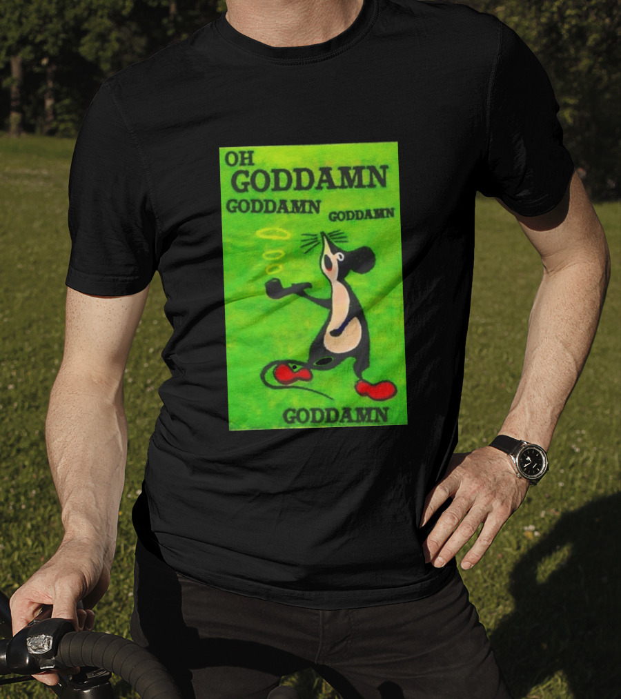 Oh Goddamn Mouse Smoking Pipe Humorous Phrase T-Shirt