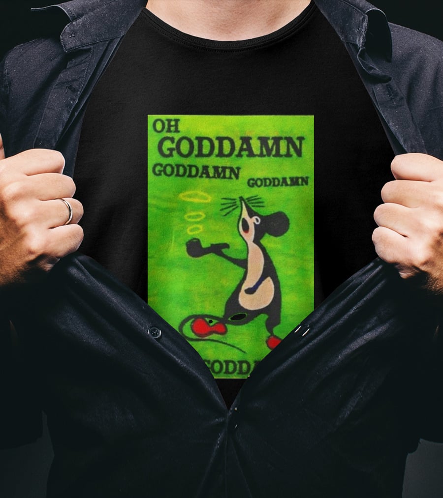 Oh Goddamn Mouse Smoking Pipe Humorous Phrase T-Shirt