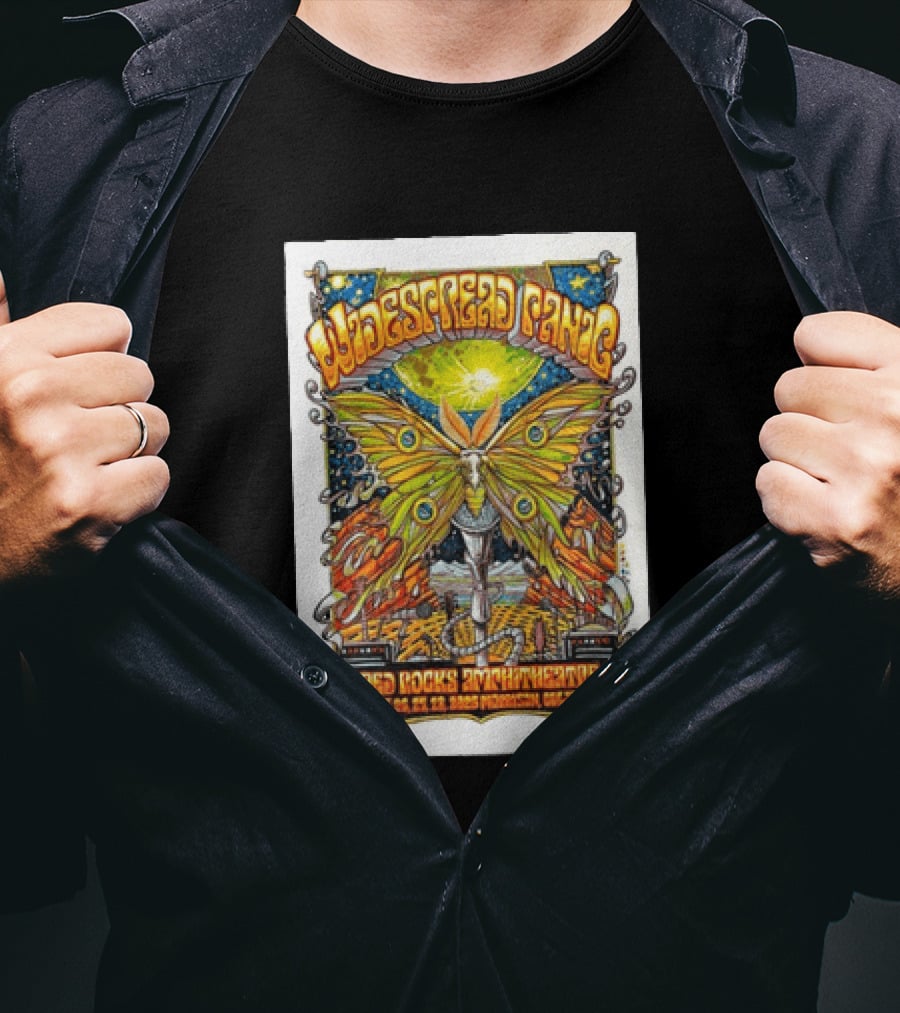 Widespread Panic June 26 28 2026 Red Rocks Amphitheatre Morrison Colorado Moth And Cosmic Sky T-Shirt