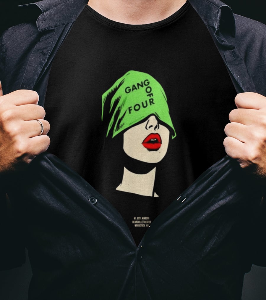 Gang Of Four June 25 2026 Woodstock NY With Green Hat And Red Lips T-Shirt