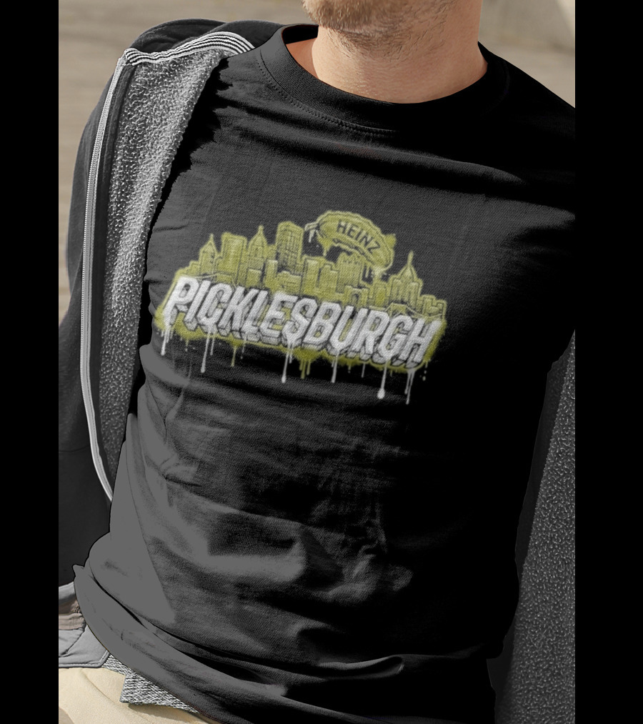 Picklesburgh Pittsburgh Skyline Graffiti With Pickle Balloon T-Shirt