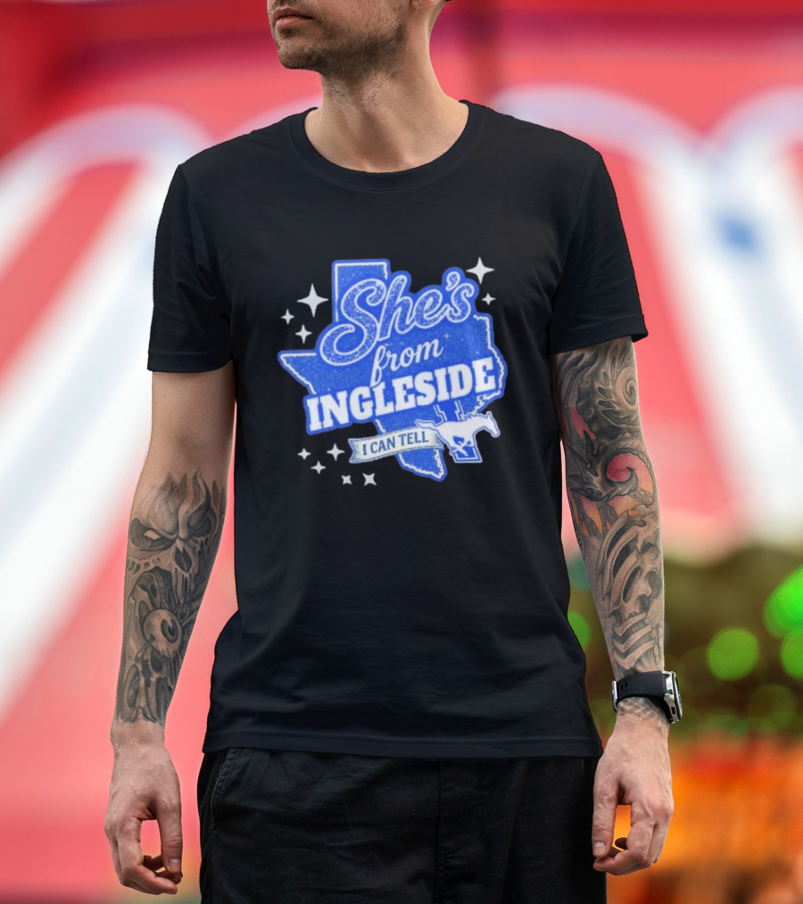 She's From Ingleside I Can Tell Texas Map Mustang T-Shirt