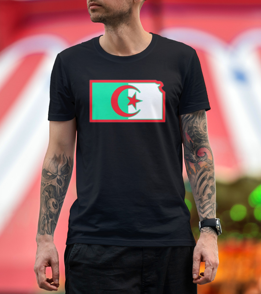 Lawrence Kansas Algeria Flag Map T-Shirt