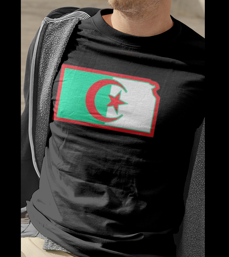 Lawrence Kansas Algeria Flag Map T-Shirt