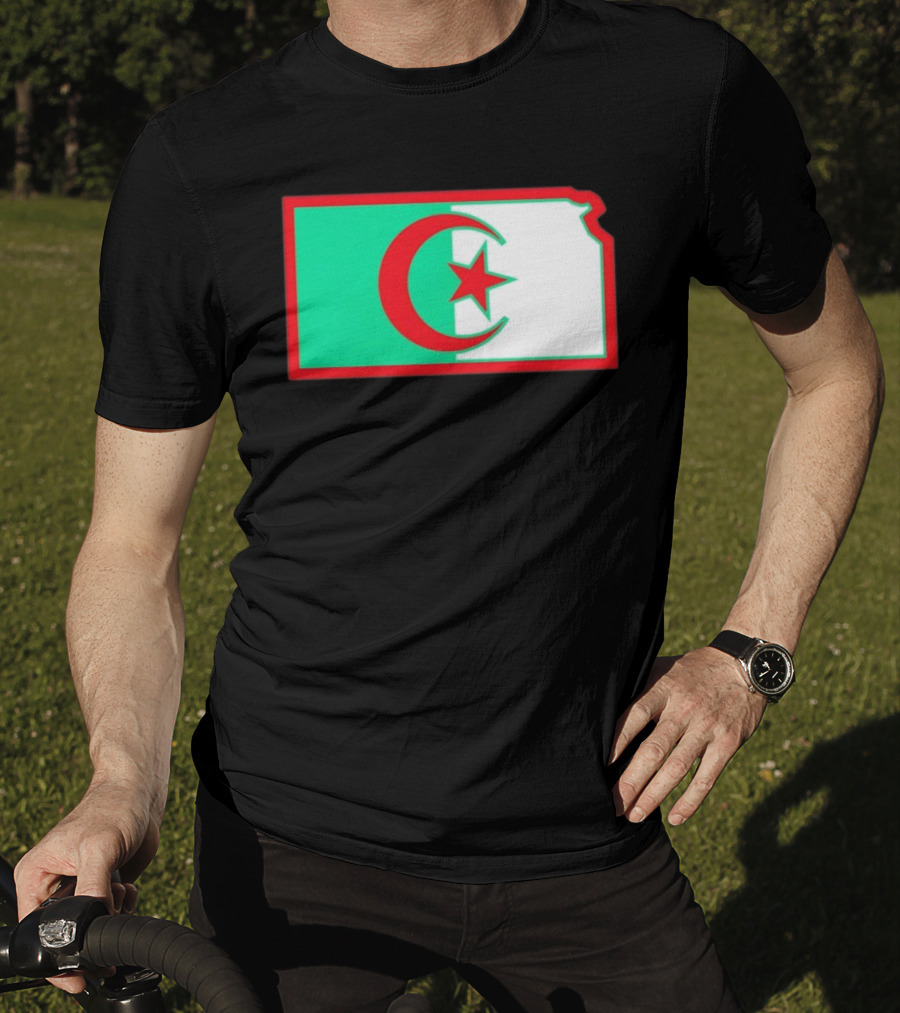 Lawrence Kansas Algeria Flag Map T-Shirt