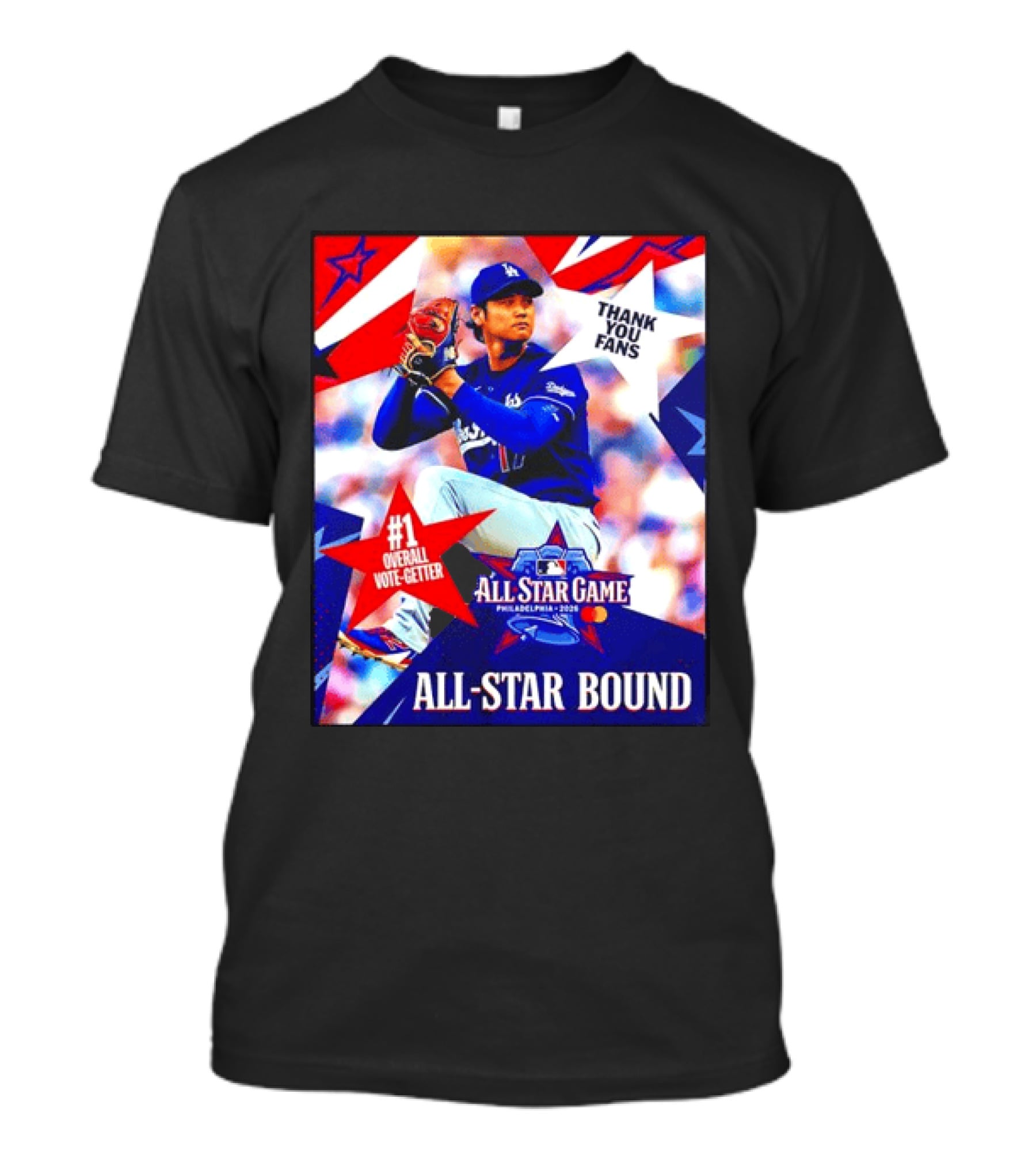All Star Game Philadelphia 2026 Shohei Ohtani Los Angeles Dodgers All Star Bound Thank You Fans #1 Overall Vote Getter T-Shirt