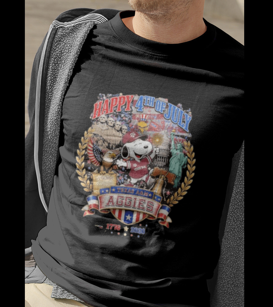 Snoopy Happy 4th Of July Texas A&M Aggies 1776 2026 Celebration T-Shirt