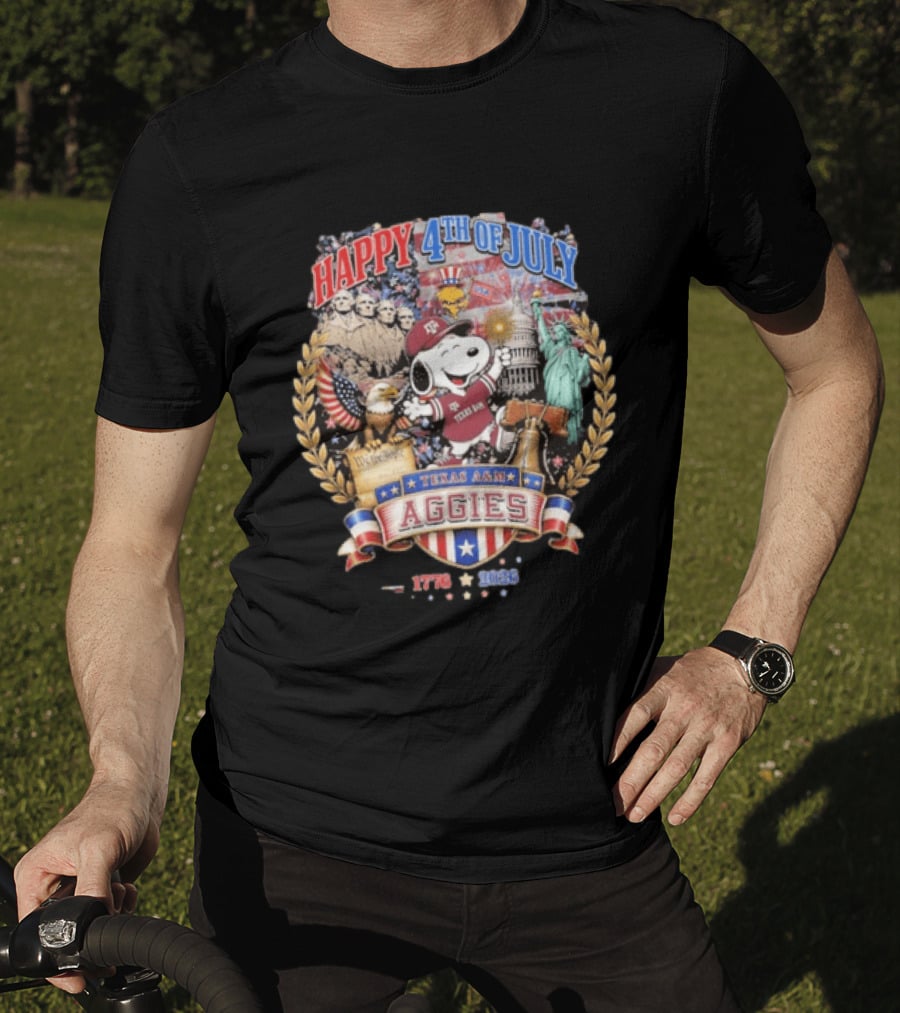 Snoopy Happy 4th Of July Texas A&M Aggies 1776 2026 Celebration T-Shirt