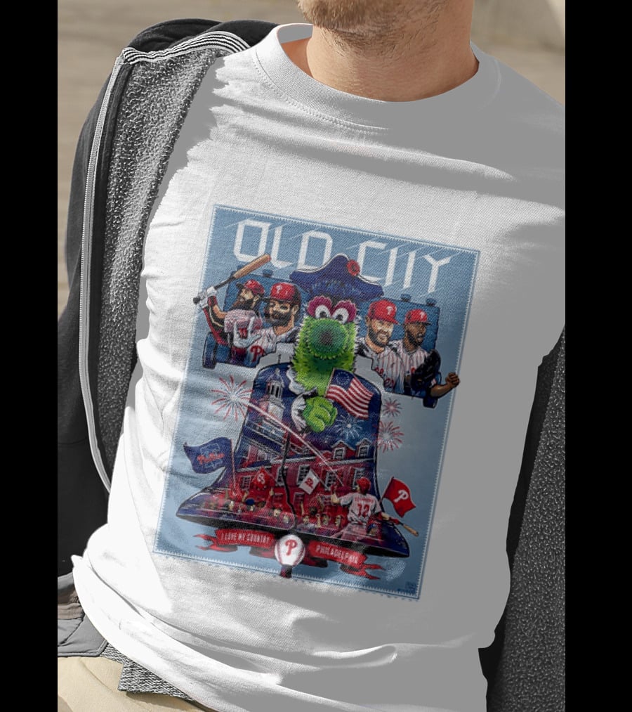 Bryce Harper Kyle Schwarber Philadelphia Phillies The Phanatic I Love My Country Old City MLB All Star Game 2026 T-Shirt
