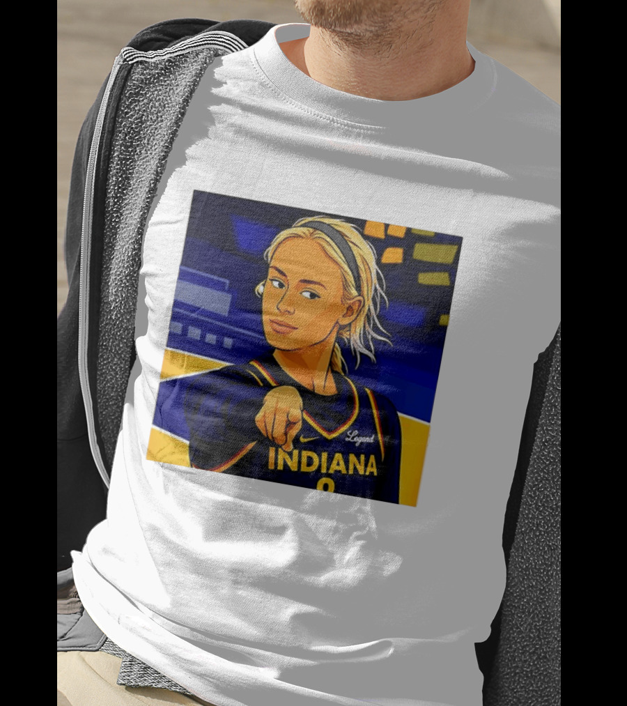 Indiana Basketball Legend Blonde Pointing Cartoon T-Shirt