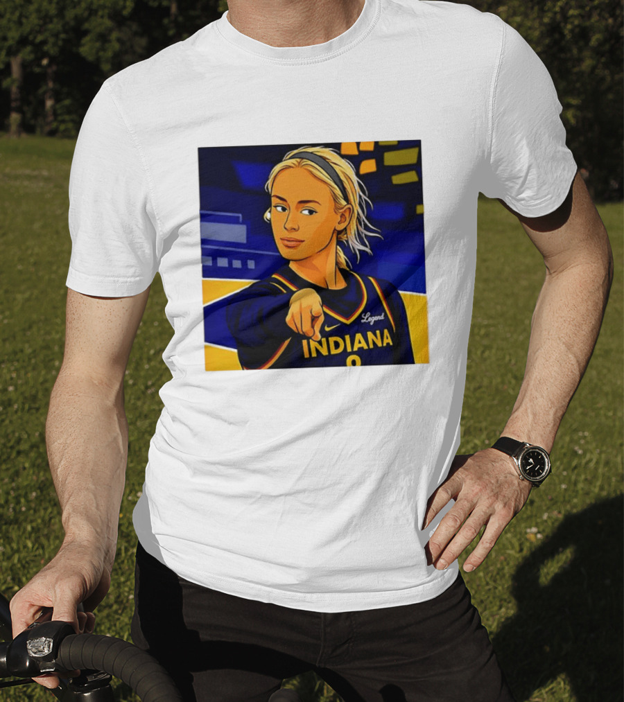 Indiana Basketball Legend Blonde Pointing Cartoon T-Shirt