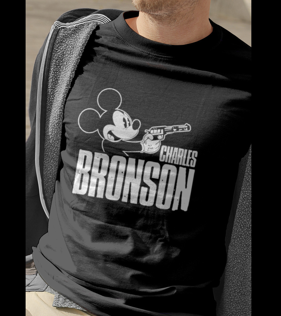 Charles Bronson Mickey Mouse Holding Gun T-Shirt