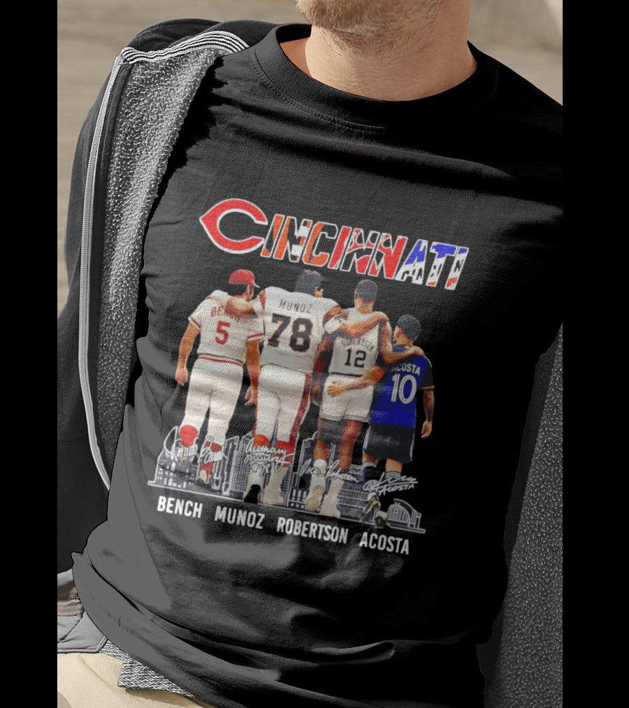 Cincinnati Icons Bench Munoz Robertson Acosta Sports Legends T-Shirt