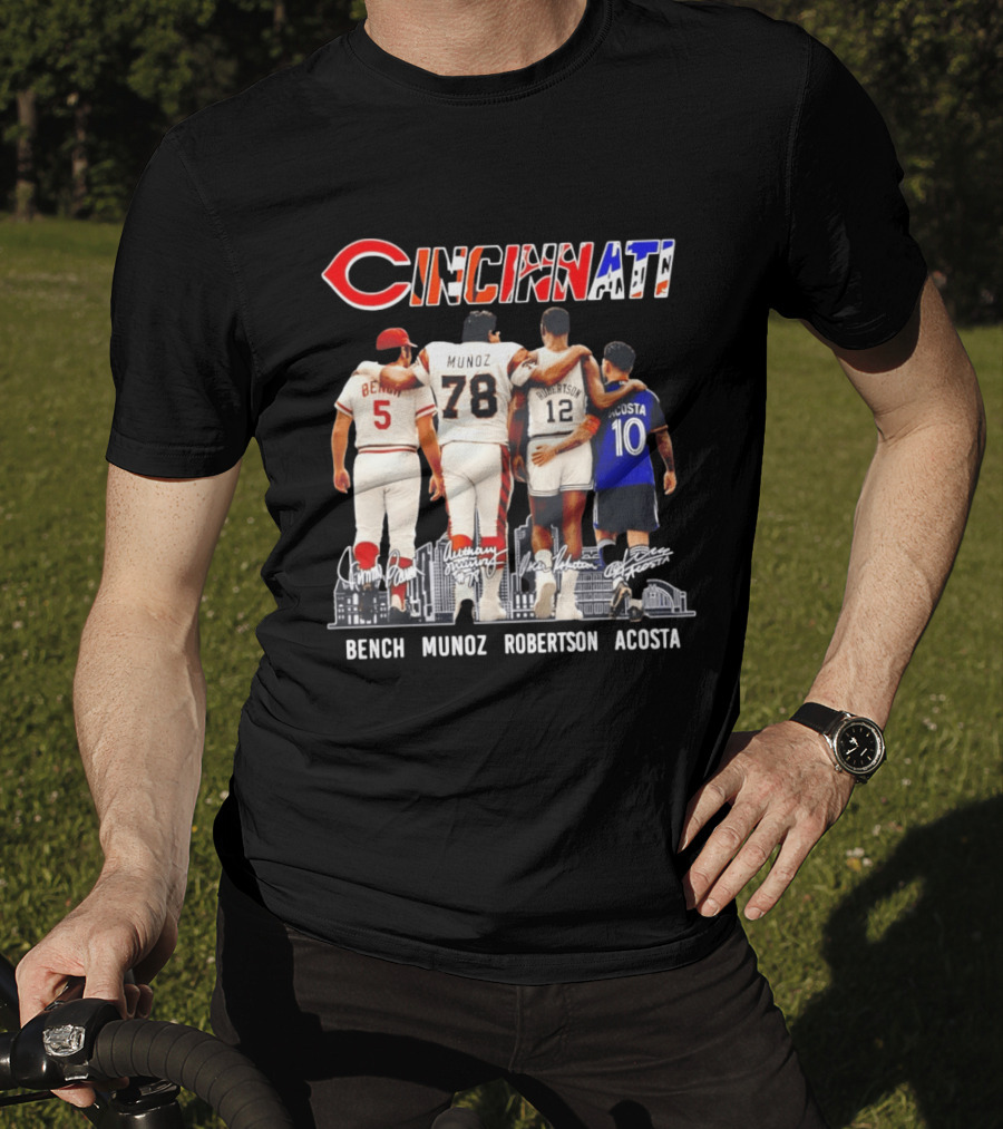 Cincinnati Icons Bench Munoz Robertson Acosta Sports Legends T-Shirt
