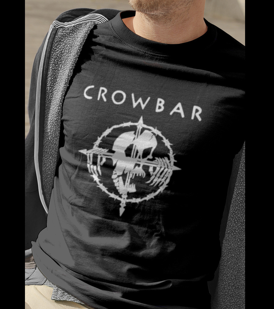 Crowbar Barbed Wire Skull Cross T-Shirt