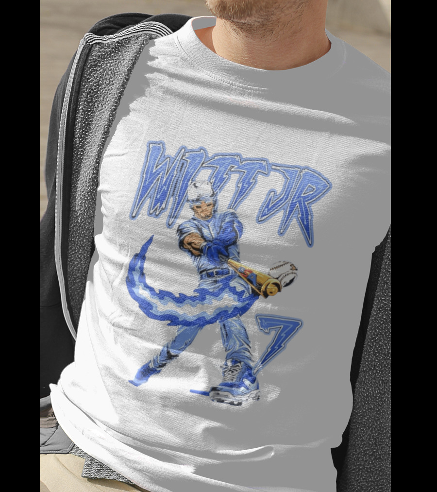 Witt Jr 7 Flaming Bat Baseball Player T-Shirt