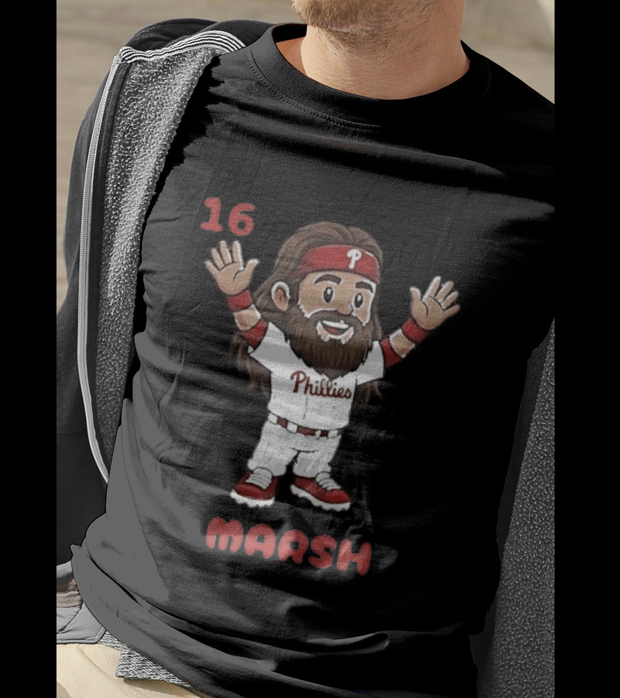 Philadelphia Phillies Brandon Marsh 16 Cartoon MLB 2026 T-Shirt