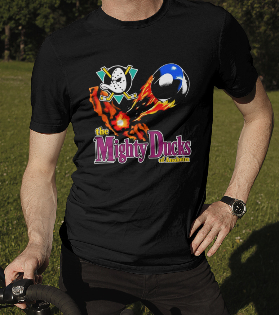 Mighty Ducks The Mighty Ducks Of Anaheim Exploding Puck Logo Hockey Team T-Shirt