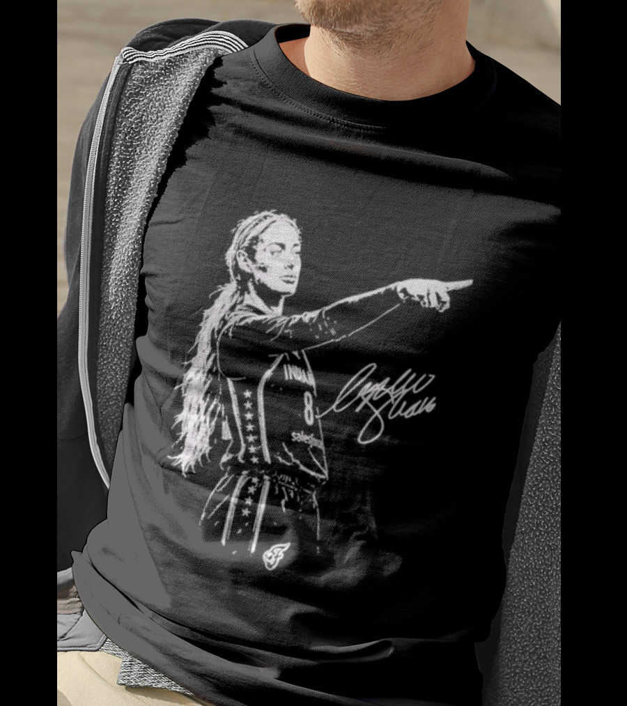 Sophie Cunningham Indiana Fever Pointing Sketch Signature T-Shirt