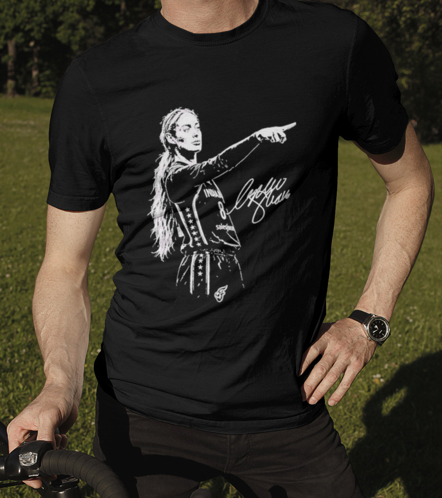 Sophie Cunningham Indiana Fever Pointing Sketch Signature T-Shirt