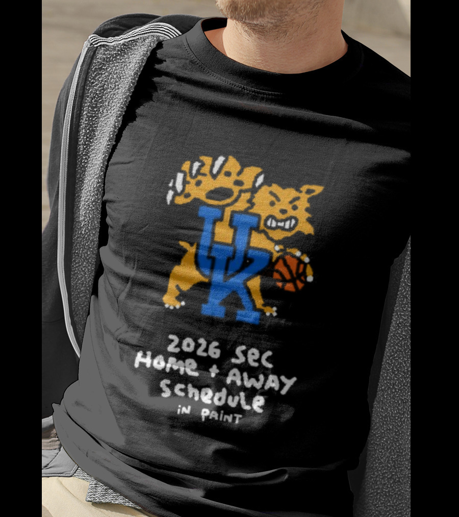 University Of Kentucky 2026 SEC Home Away Schedule Wildcat Paint T-Shirt
