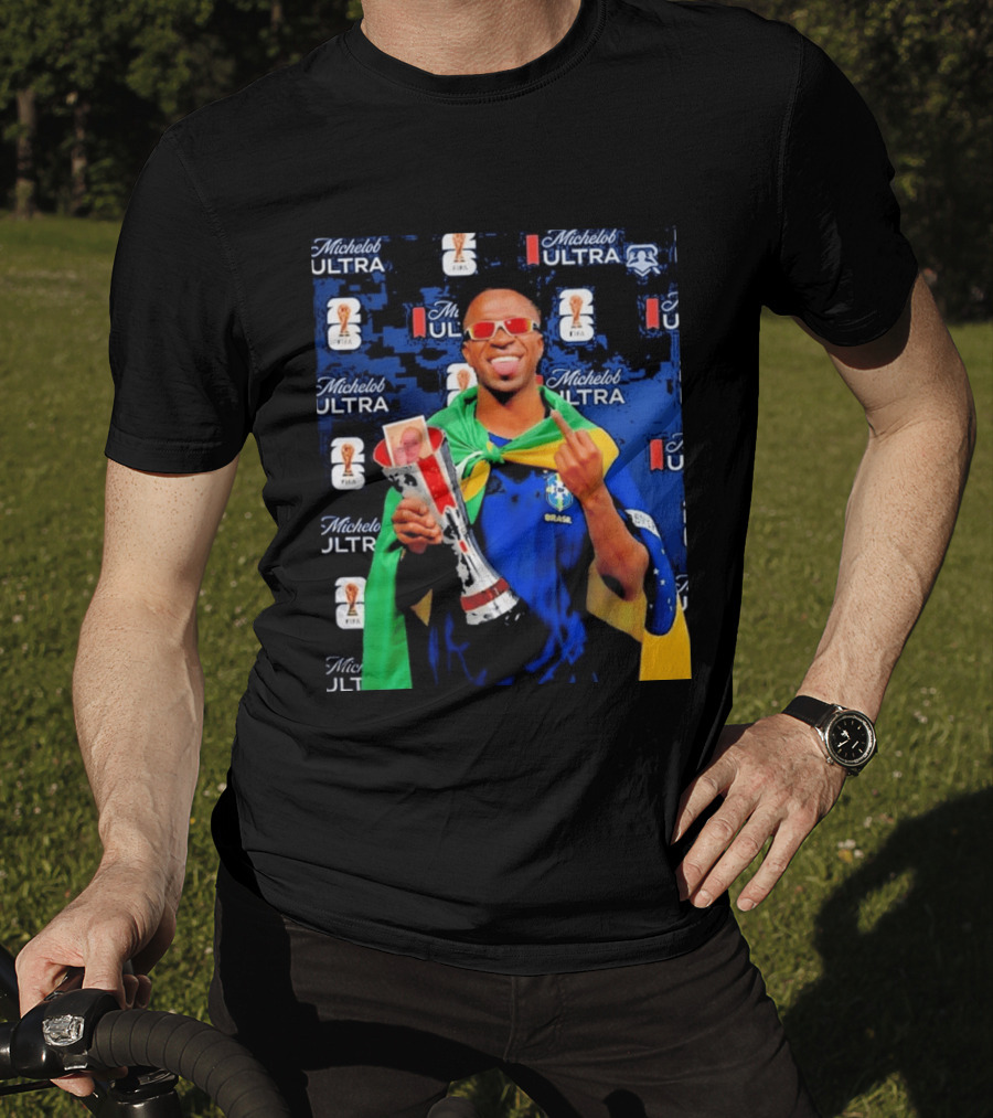 Vinicius Jr FIFA Trophy Celebration Brazil Flag Michelob Ultra T-Shirt