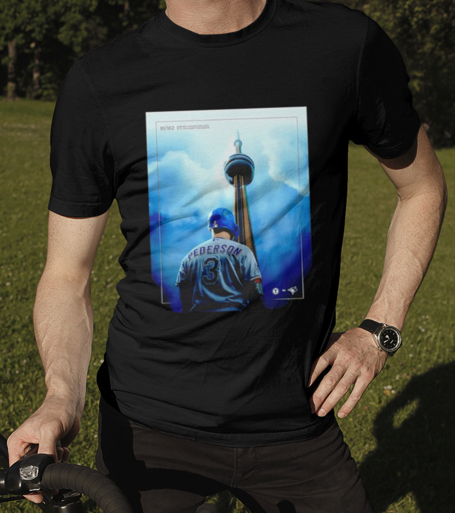 Pederson Toronto Blue Jays Vs Texas Rangers Game 1 CN Tower 81/162 T-Shirt