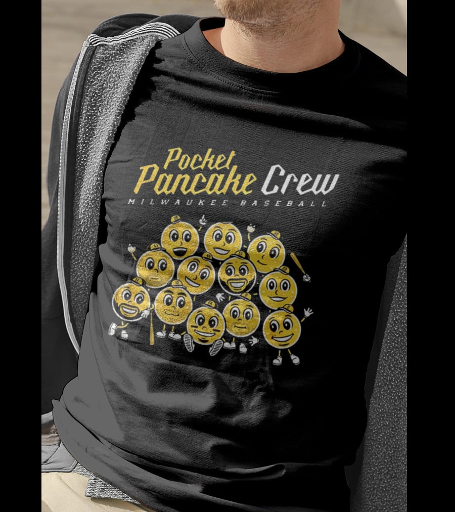 Pocket Pancake Crew Milwaukee Baseball Emoji Characters T-Shirt