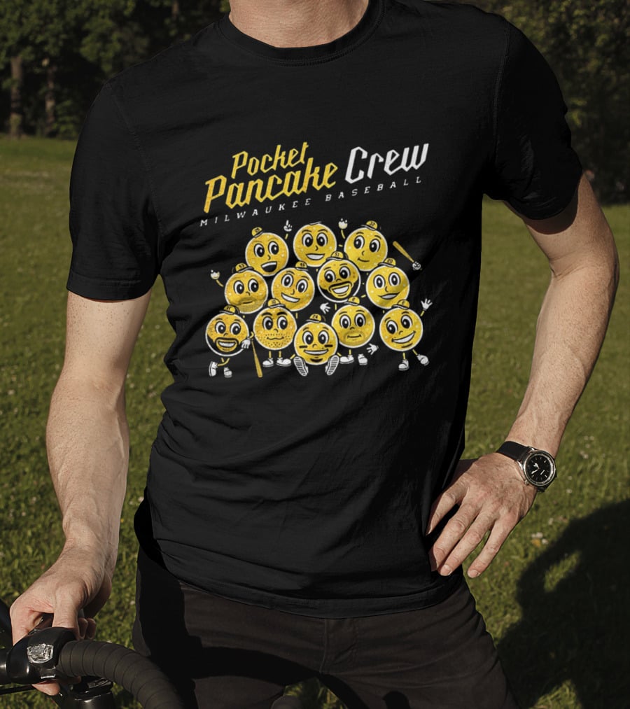 Pocket Pancake Crew Milwaukee Baseball Emoji Characters T-Shirt