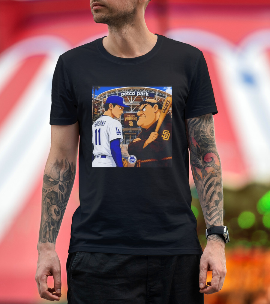 Petco Park Los Angeles Dodgers Sasaki San Diego Padres Anime Style Showdown T-Shirt