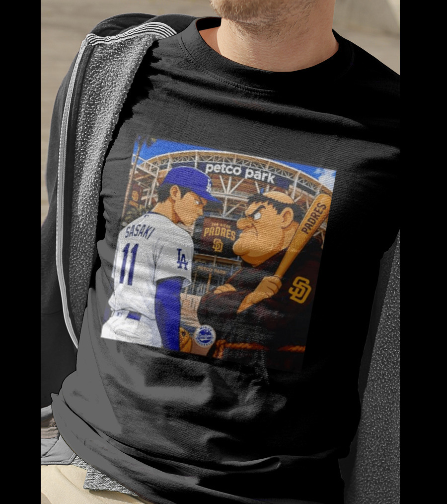 Petco Park Los Angeles Dodgers Sasaki San Diego Padres Anime Style Showdown T-Shirt