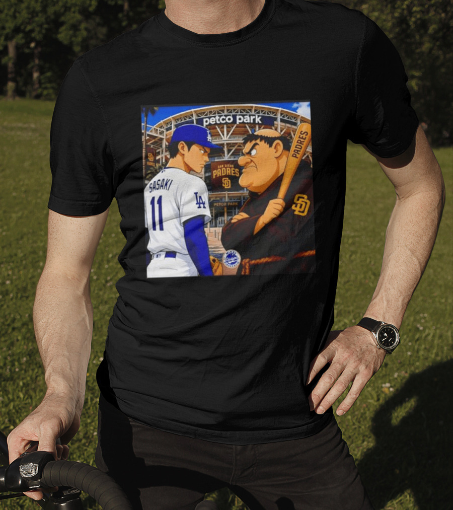 Petco Park Los Angeles Dodgers Sasaki San Diego Padres Anime Style Showdown T-Shirt