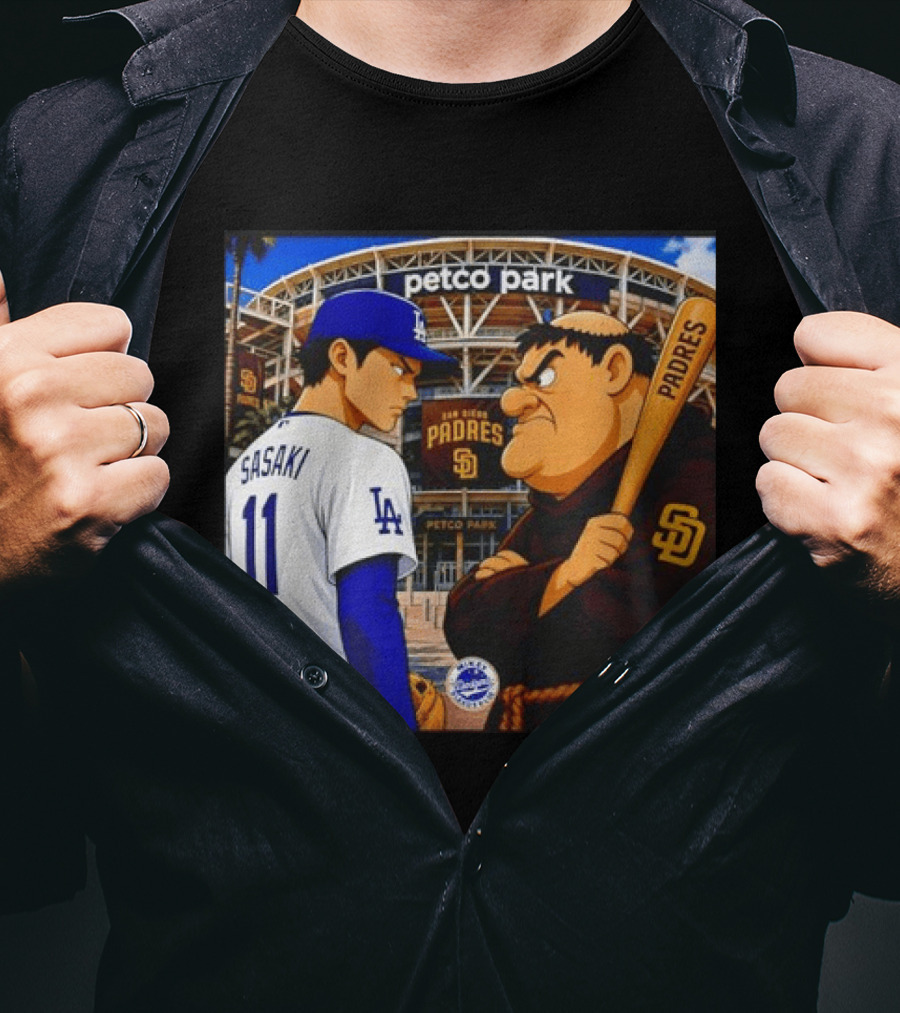 Petco Park Los Angeles Dodgers Sasaki San Diego Padres Anime Style Showdown T-Shirt