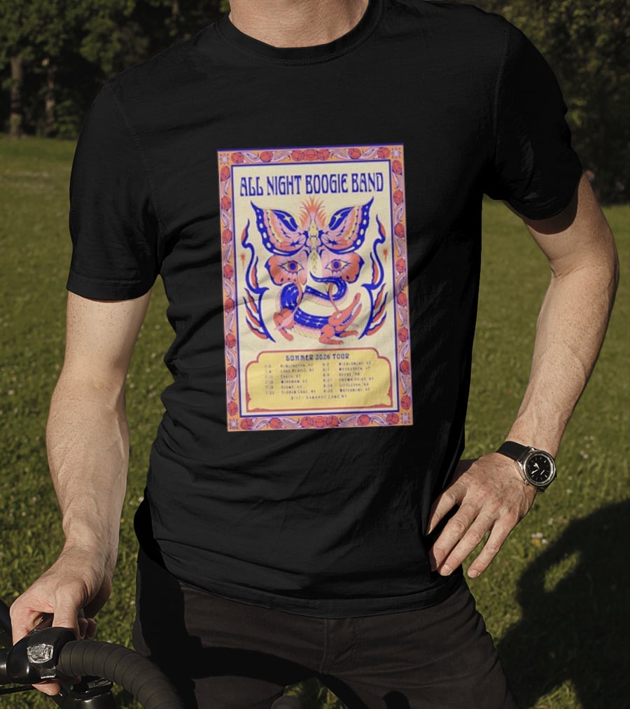 All Night Boogie Band 2026 Summer Tour Wilmington Washington Lake Placid Woodstock Hamden Catskill Saranac Lake T-Shirt