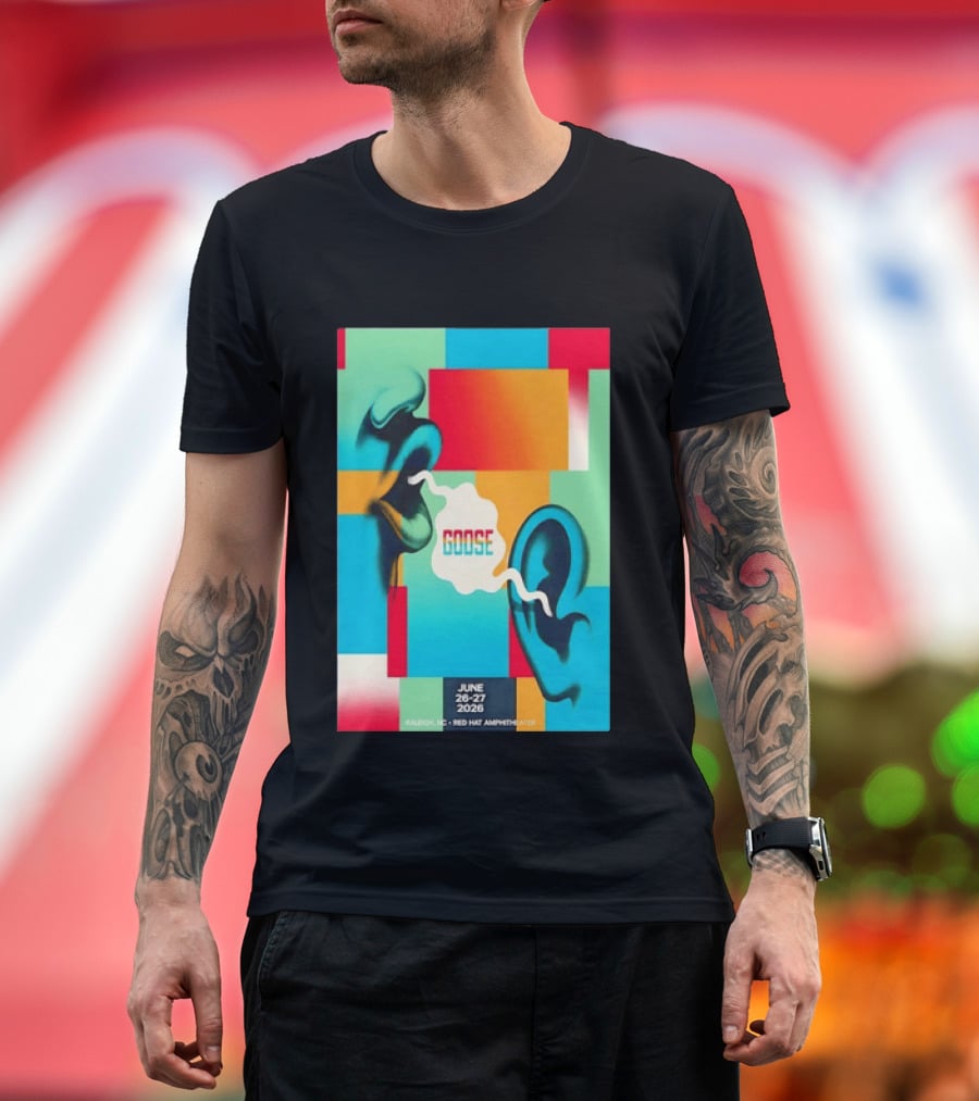 Goose Red Hat Amphitheater Raleigh NC June 26 27 2026 Vibrant Pop T-Shirt