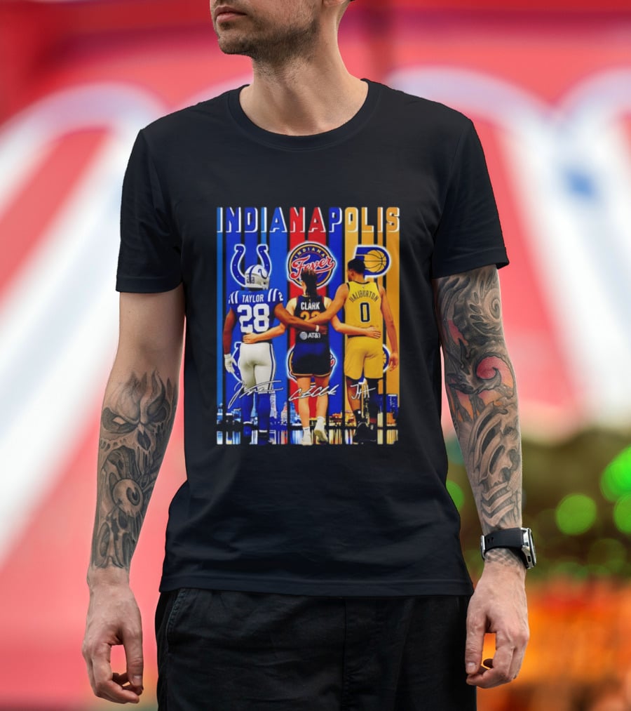 Indianapolis Colts Fever Pacers Jonathan Taylor Caitlin Clark Tyrese Haliburton T-Shirt