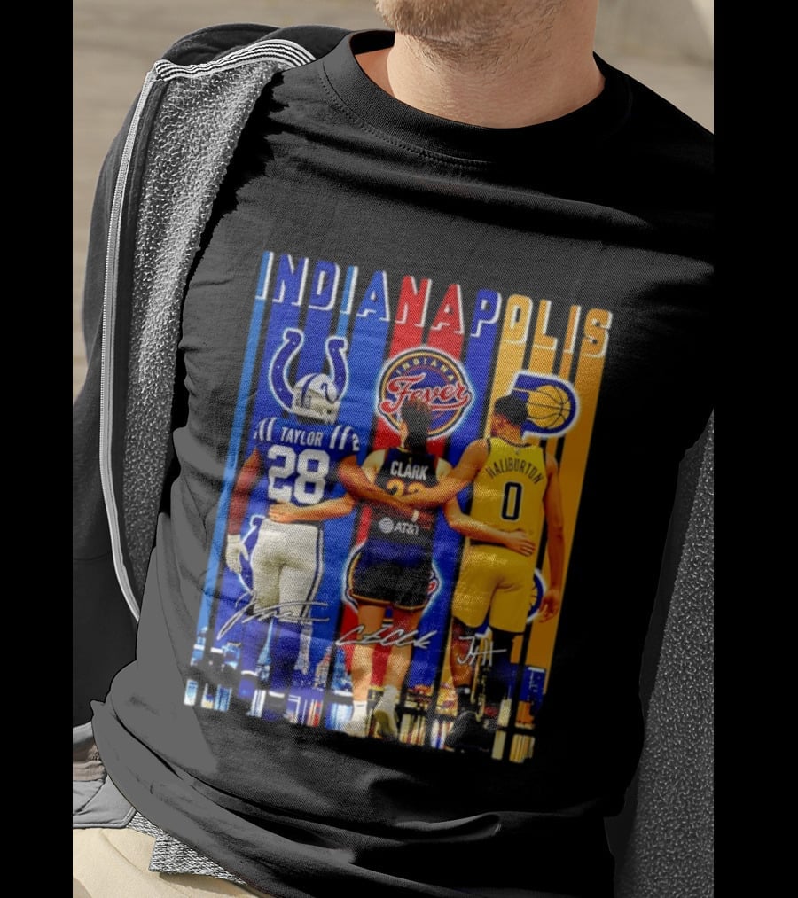Indianapolis Colts Fever Pacers Jonathan Taylor Caitlin Clark Tyrese Haliburton T-Shirt