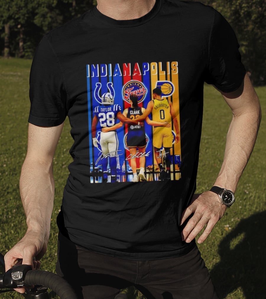Indianapolis Colts Fever Pacers Jonathan Taylor Caitlin Clark Tyrese Haliburton T-Shirt