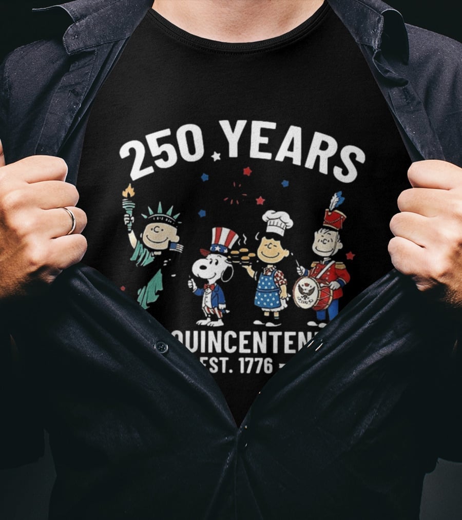 250 Years Semiquincentennial Est. 1776 Peanuts Characters Celebration T-Shirt