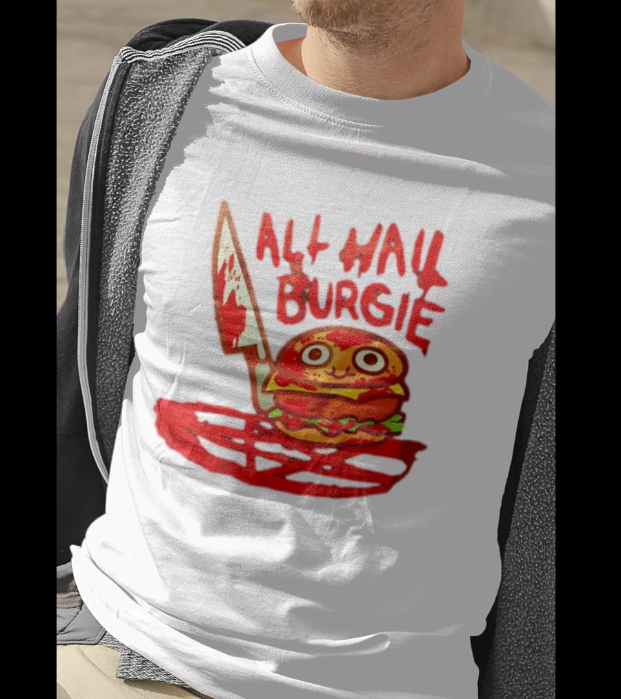 All Hail Burgie Creepy Cute Hamburger Knife Blood Image T-Shirt