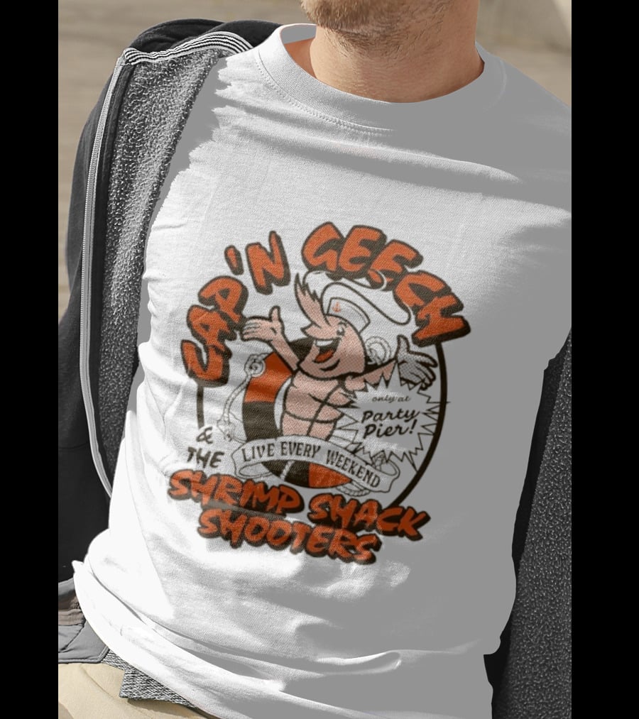 Cap'n Geech And The Shrimp Shack Shooters Live Every Weekend Party Pier T-Shirt