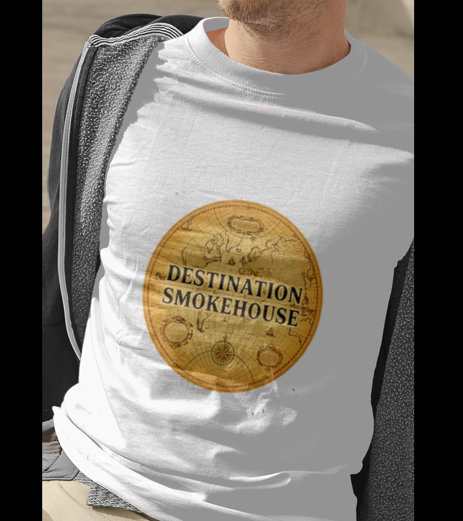 Destination Smokehouse No Teeth For This Meat Vintage Map T-Shirt