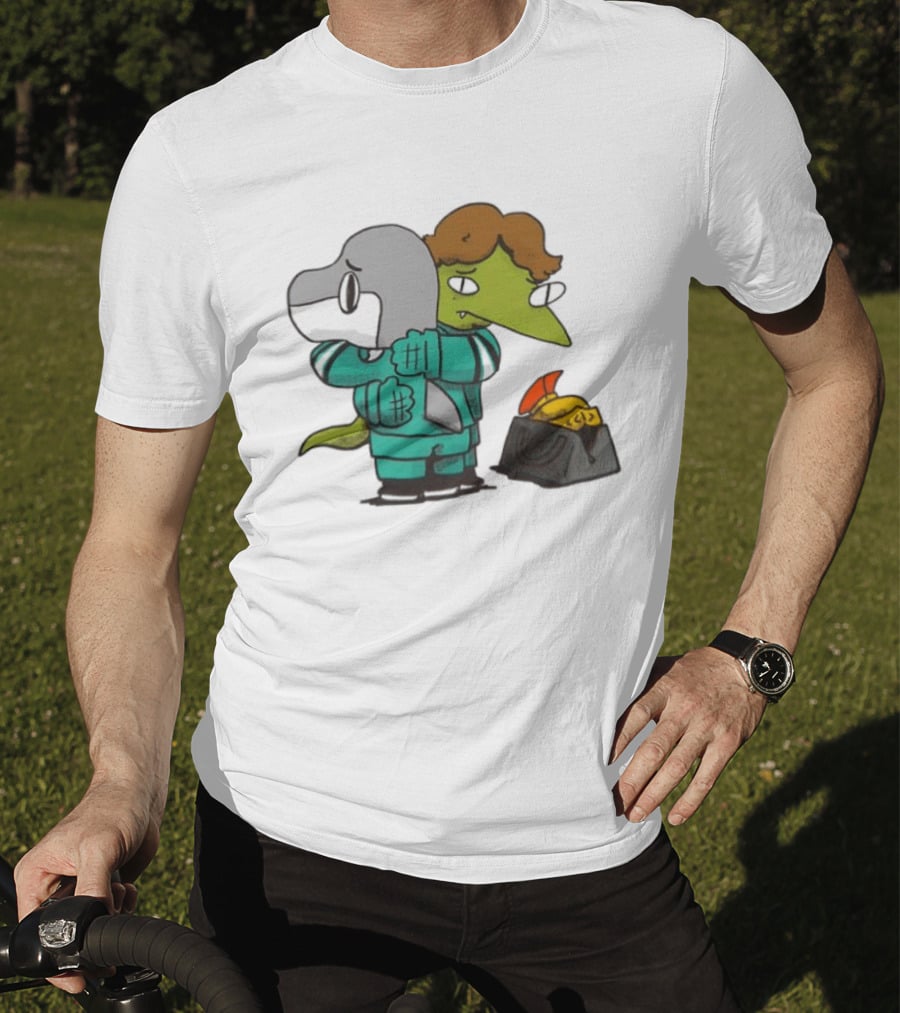 Macklin Celebrini San Jose Sharks NHL Hugging Hockey Characters T-Shirt