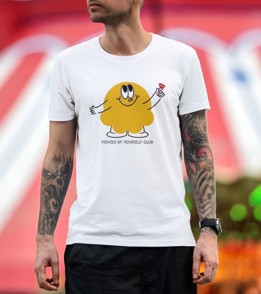 Movies By Yourself Club Yellow Blob Holding A Red Candy T-Shirt