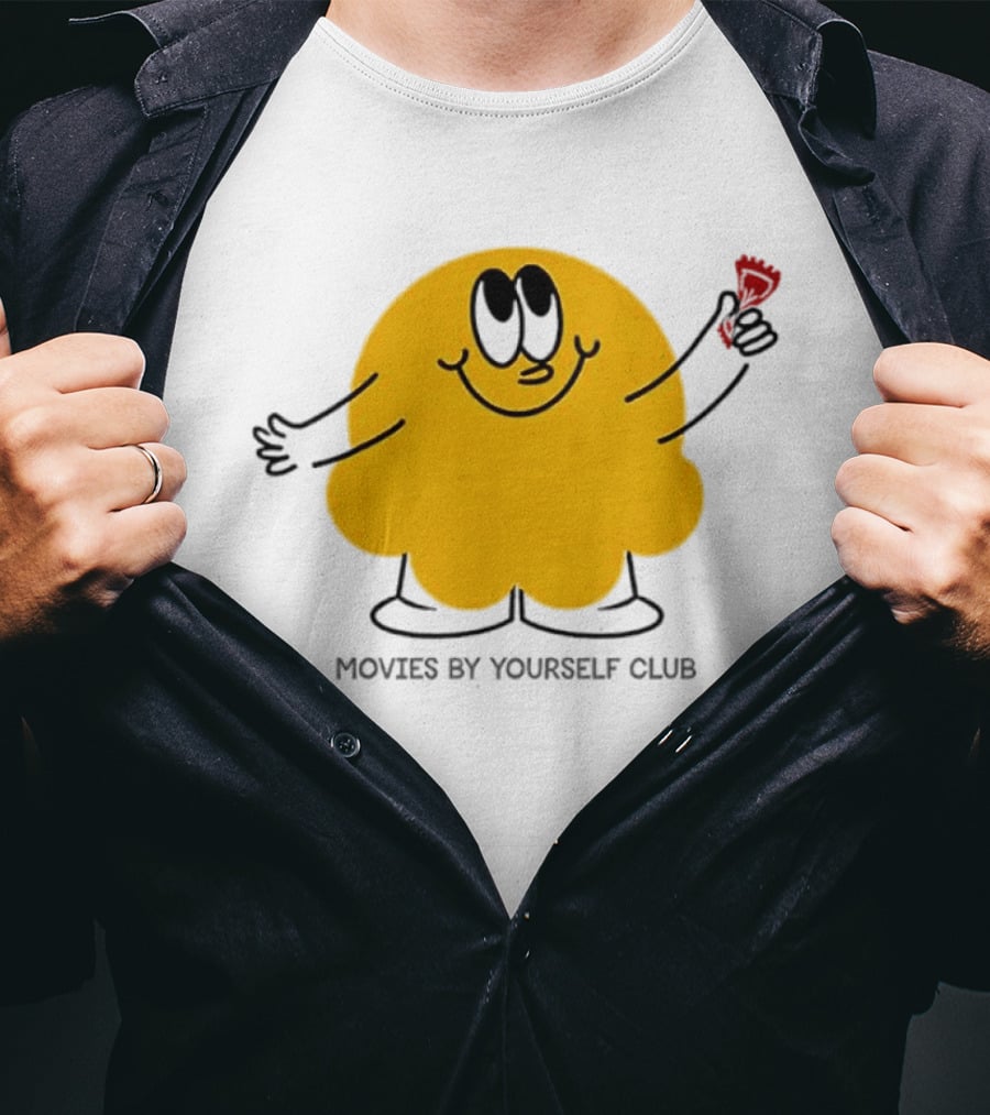 Movies By Yourself Club Yellow Blob Holding A Red Candy T-Shirt