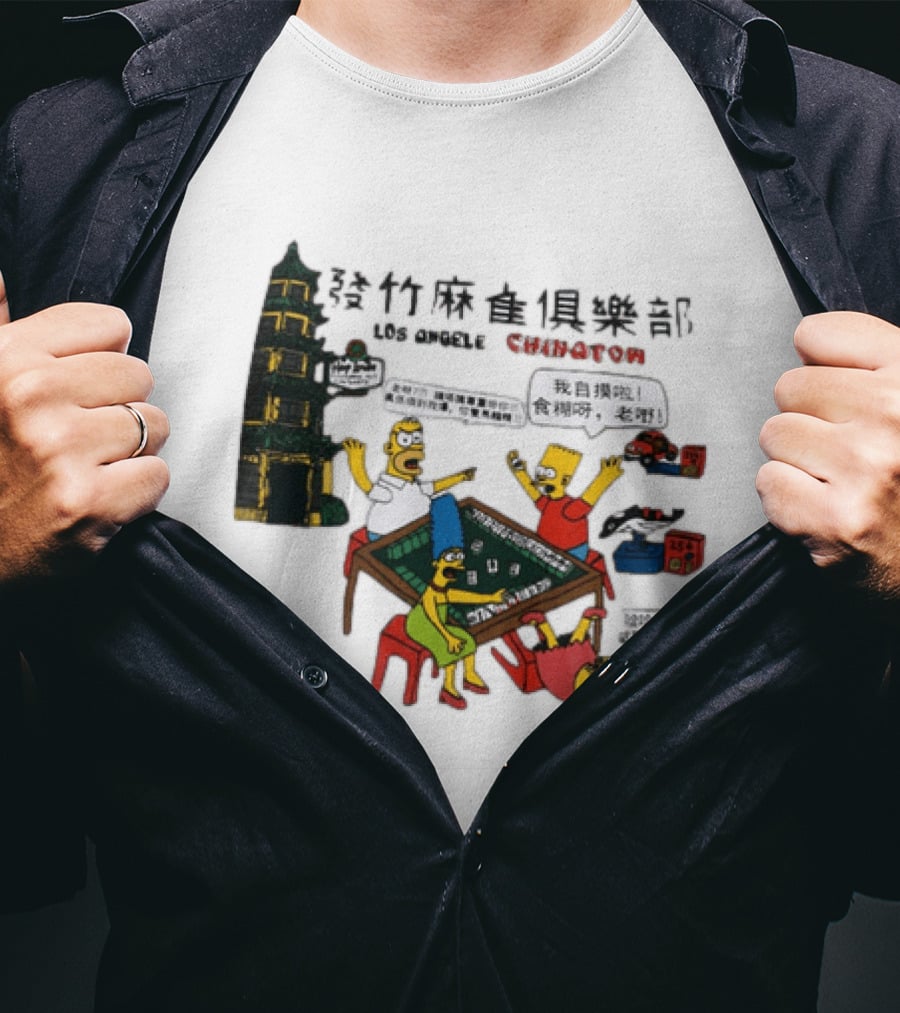 Simpsons Mahjong Club Los Angeles Chinatown T-Shirt